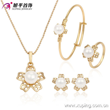 Fashion Gold-Plated Flower Pearl Imitation Baby Jewelry Set 63531